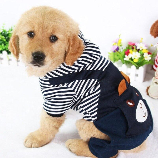 Hoodie Style Striped Dog Winter Clothes